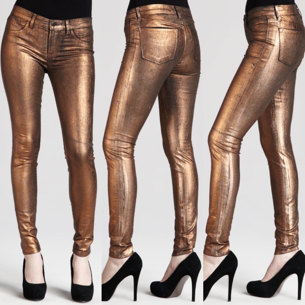 NWT J Brand Metallic Bronze Skinny Jeans size 24 - Picture 2 of 16